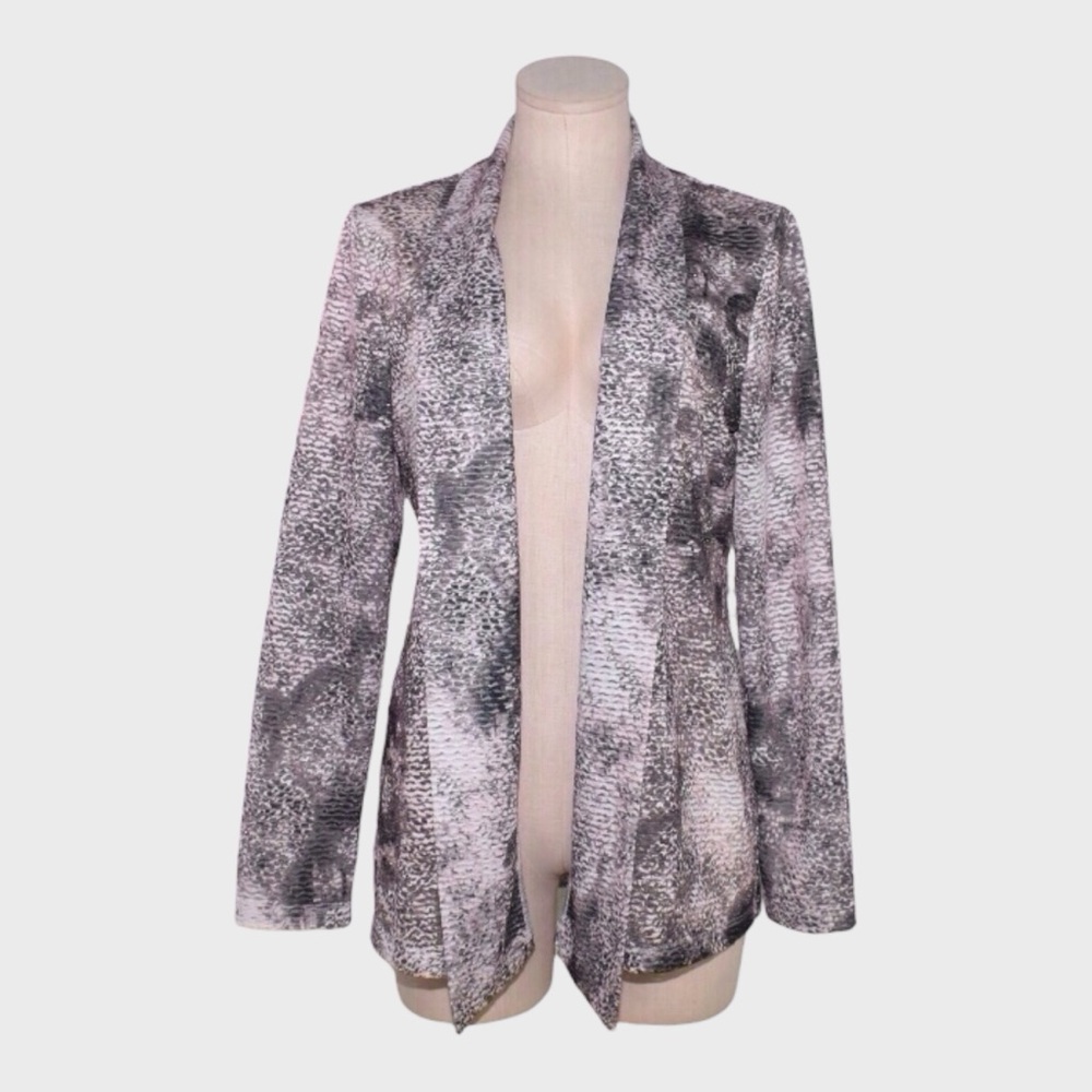 Chicos EasyWear Snakeskin Shimmer Open Front Blazer